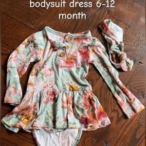 Posh Peanut Floral Bodysuit Dress - Pink and Green